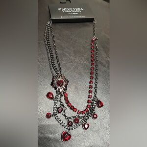 Simply Vera Vera Wang Gunmetal Necklace with Red Heart Pendant
